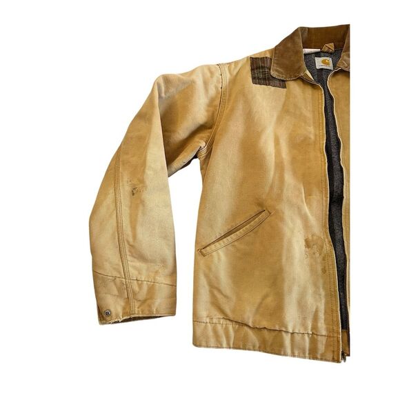 Vintage Carhartt Detroit Varsity Jacket Brown Men's Mid-Length Fall USA - Picture 4 of 11